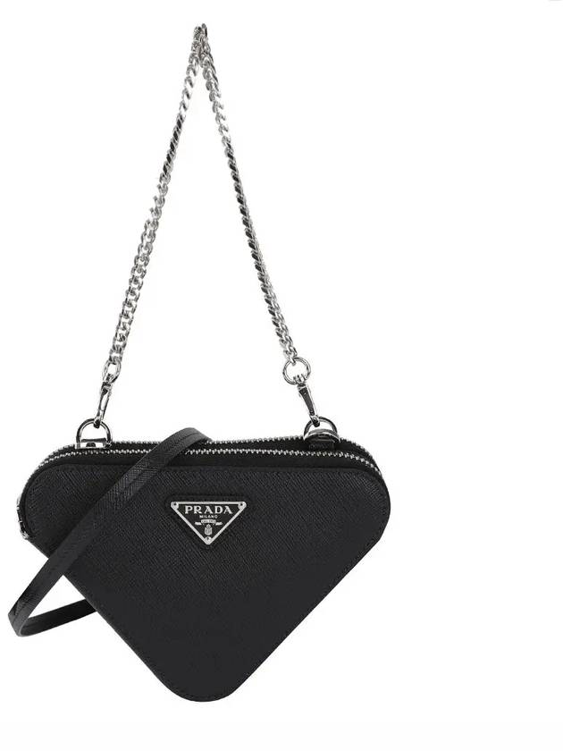 Saffiano Leather Mini Pouch Black - PRADA - BALAAN 7