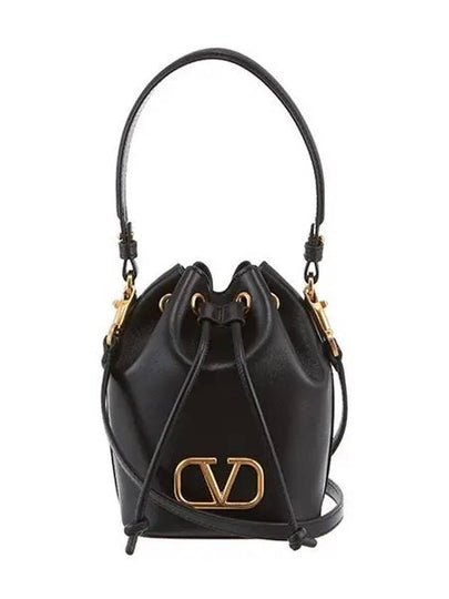 V Logo Signature Nappa Leather Bucket Bag Black - VALENTINO - BALAAN 2