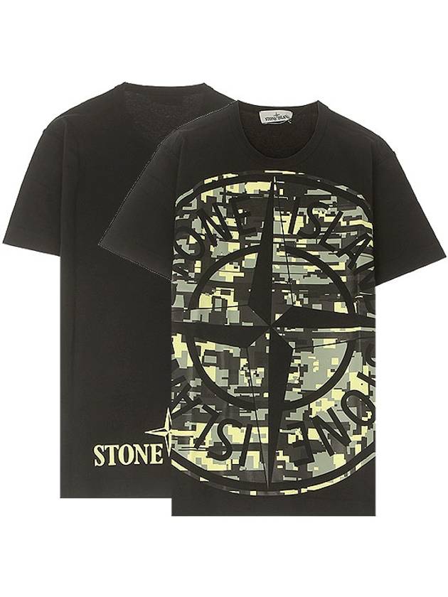 Camo Big Logo Short Sleeve T-Shirt Black - STONE ISLAND - BALAAN 2