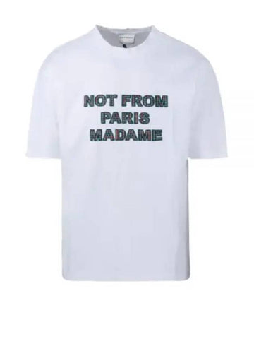 Drold Monsieur Slogan Short Sleeve T Shirt White Green TS137 CO002 - DROLE DE MONSIEUR - BALAAN 1