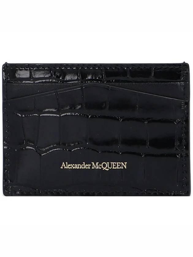 Skull Crocodile Leather Card Wallet Black - ALEXANDER MCQUEEN - BALAAN 4