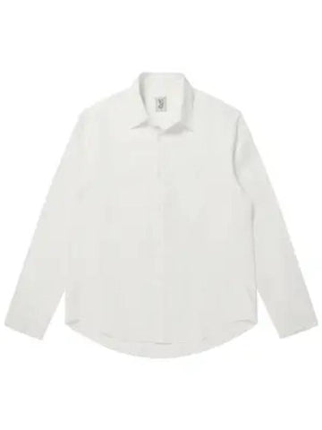 Men's Linen Long Sleeve Shirt White - SOLEW - BALAAN 1