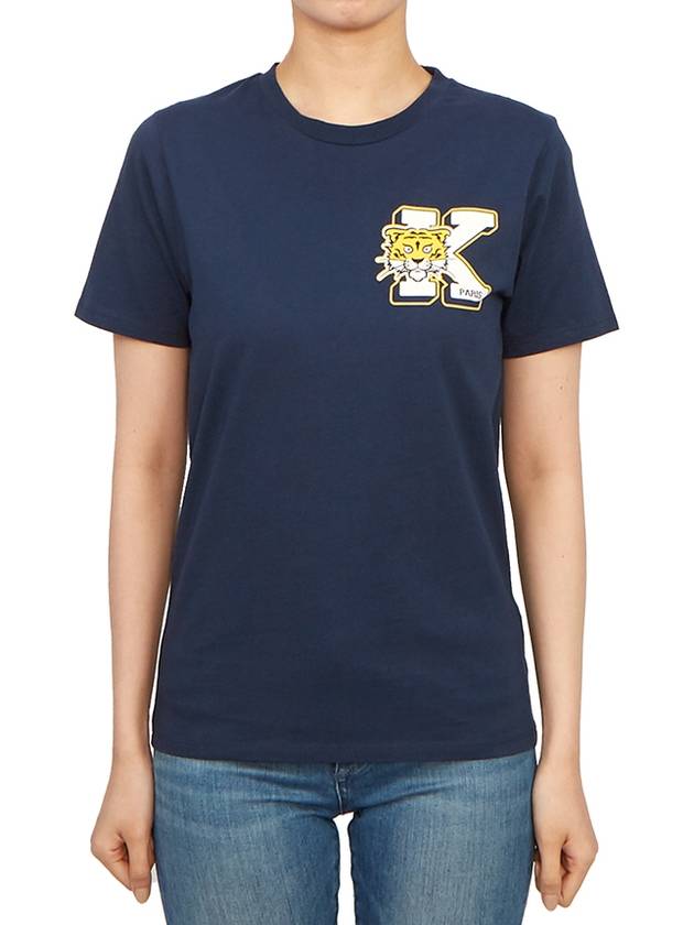 Kids Logo Print Short Sleeve T-Shirt Navy - KENZO - BALAAN 2