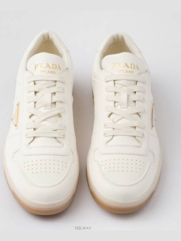 Downtown Nappa Leather Low Top Sneakers Ivory - PRADA - BALAAN 4