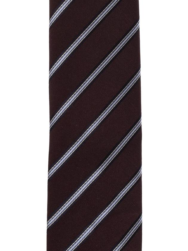 Dolce & Gabbana Silk Tie With Striped Pattern, Men's, Burgundy - DOLCE&GABBANA - BALAAN 3