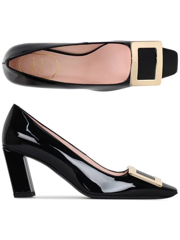 Metal Buckle Patent Leather Pumps Heel Black - ROGER VIVIER - BALAAN 2