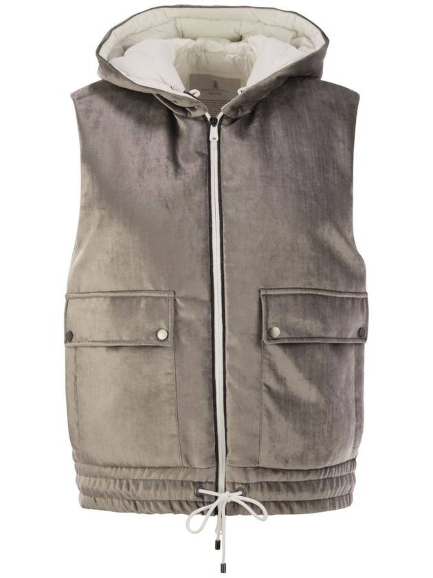 Sleeveless velvet down jacket Sleek - BRUNELLO CUCINELLI - BALAAN 1