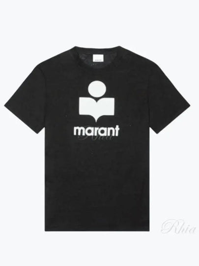 Karman Logo Print Linen Short Sleeve T-Shirt Black - ISABEL MARANT - BALAAN 2