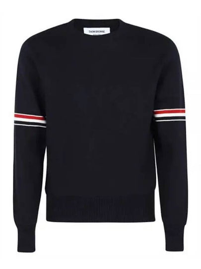 Men's Milan Stitch Armband Crew Neck Knit Top Navy - THOM BROWNE - BALAAN 2