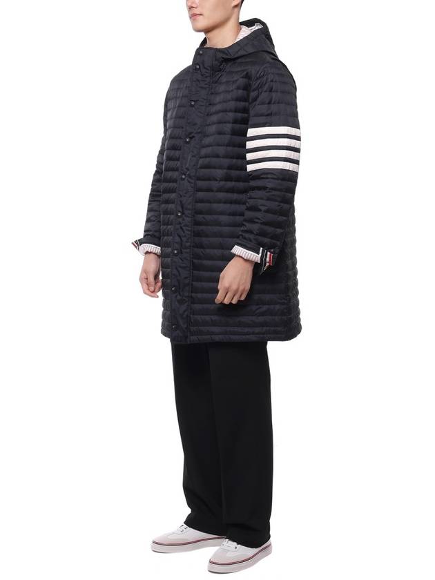 Men's 4 Bar Hooded Padding Navy - THOM BROWNE - BALAAN 5