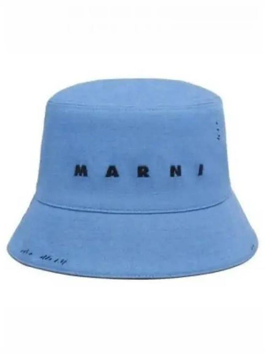 Embroidered Logo Denim Bucket Hat Blue - MARNI - BALAAN 2
