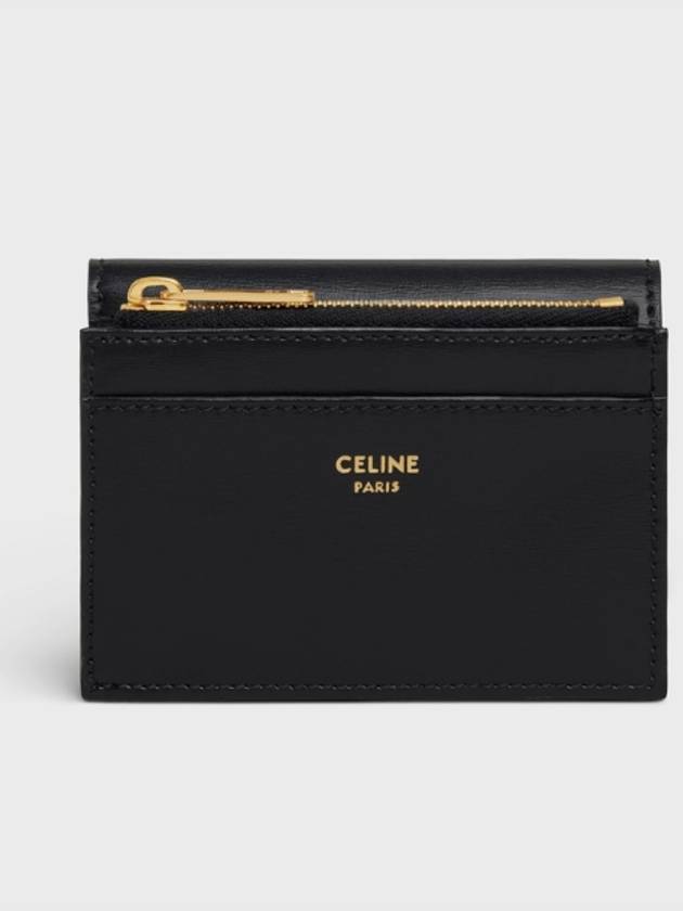 Triomphe Compact Shiny Calfskin Coin Half Wallet Black - CELINE - BALAAN 4