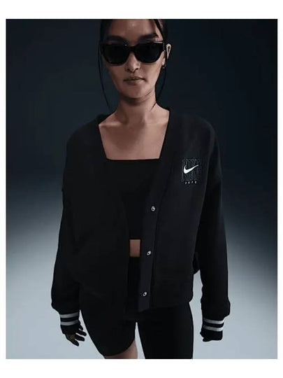 Sportswear Phoenix Fleece Oversized Graphic Cardigan Black - NIKE - BALAAN 2