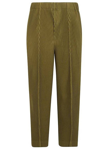 Pleats Bottoms Straight Pants Khaki - ISSEY MIYAKE - BALAAN 1