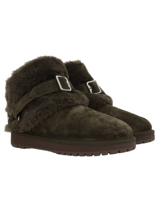 Burberry Shearling Collar Suede Chavi Middle Boots Green - BURBERRY - BALAAN 3