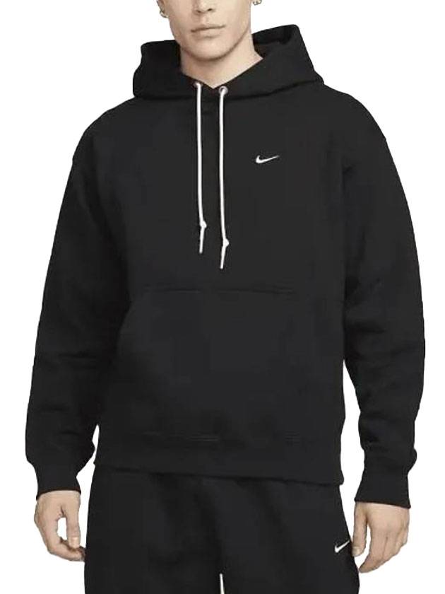 Solo Swoosh Fleece Pullover Hoodie Black - NIKE - BALAAN 1