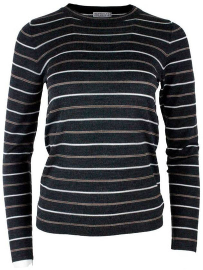 Women's Striped Wool Knit Top Gray - BRUNELLO CUCINELLI - BALAAN 2