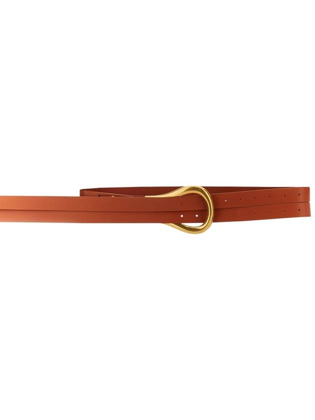 Women's Gold Horsebit Leather Belt Orange - BOTTEGA VENETA - BALAAN 2