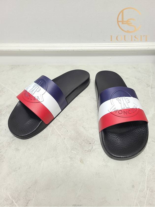 Used luxury goods Lewis It 43 Moncler black three stripe banding logo basil slippers - MONCLER - BALAAN 3