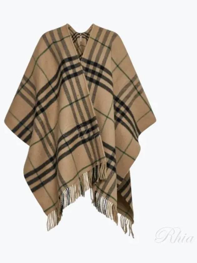 Check Wool Cashmere Cape Beige - BURBERRY - BALAAN 2