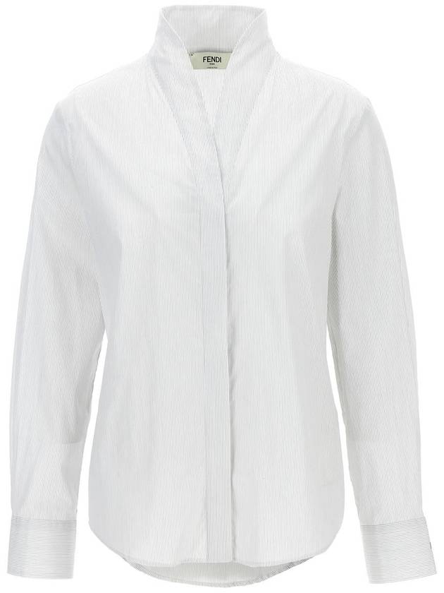 Striped Cotton Shirt White - FENDI - BALAAN 2