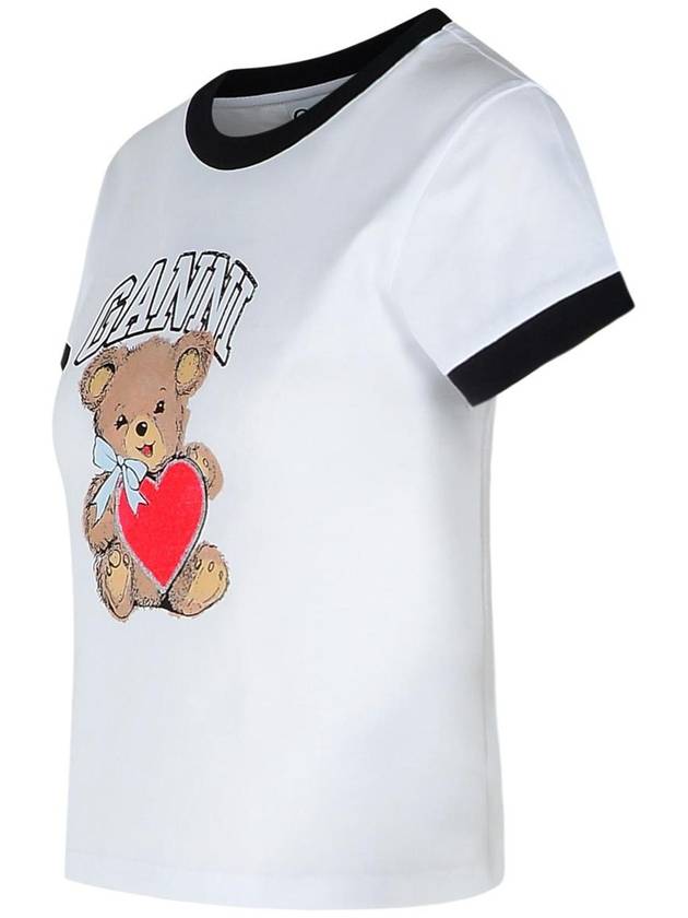 Basic Jersey Bear Print Short Sleeve T-Shirt White - GANNI - BALAAN 3