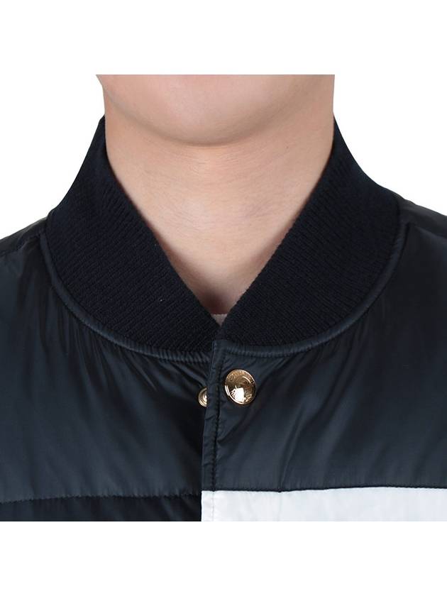 Men's Matte Diagonal Nylon Down Padded Vest Navy - THOM BROWNE - BALAAN 7