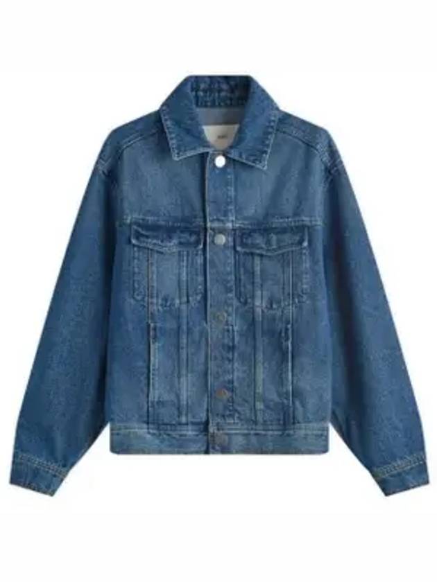 Paris Logo Patch Flap Pocket Cotton Denim Jacket Blue - AMI - BALAAN 1