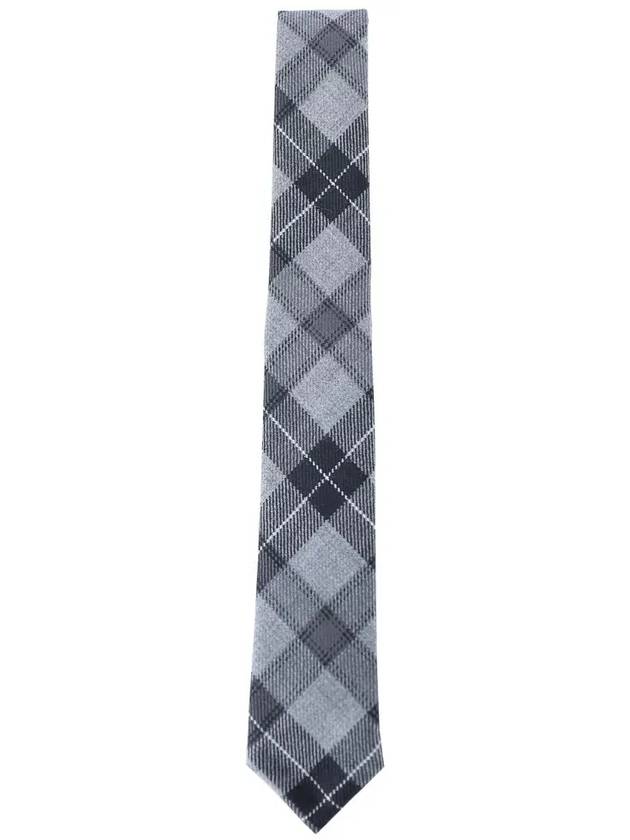 Tartan Check Wool Twill Tie Grey - THOM BROWNE - BALAAN 3