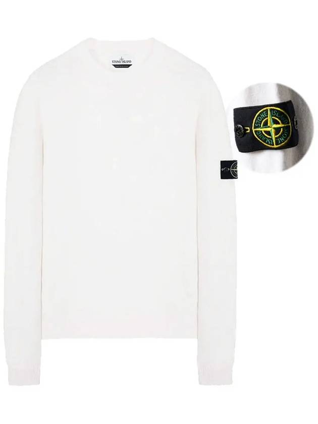 Stretch Wool Crewneck Knit Top White - STONE ISLAND - BALAAN 3