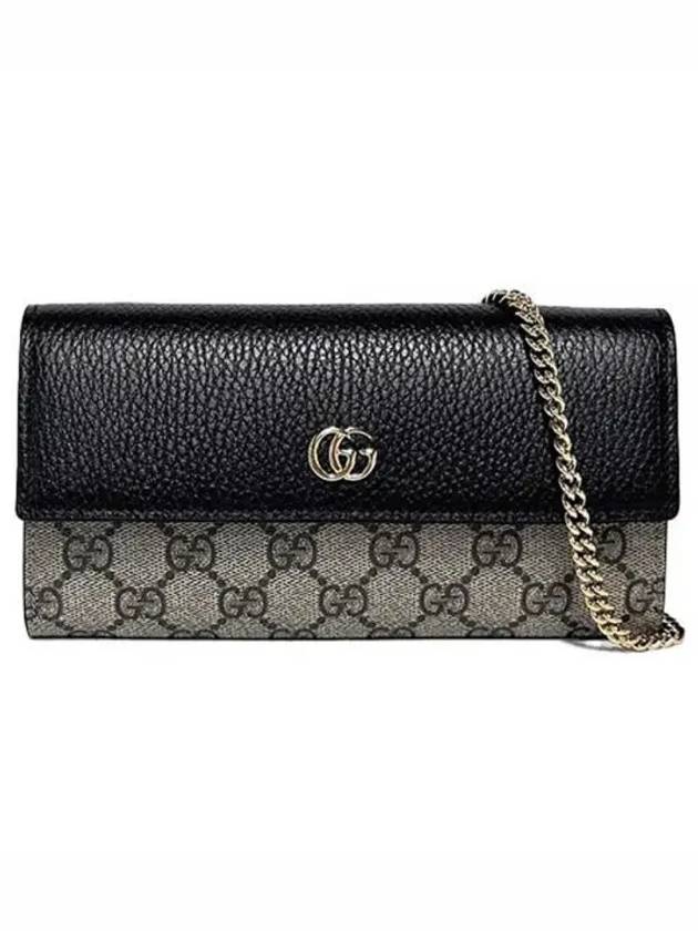 GG Marmont Chain Cross Bag Black Leather GG Supreme - GUCCI - BALAAN 2