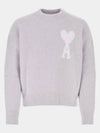 Intarsia Heart Logo Knit Top Earl Grey Ivory - AMI - BALAAN 2