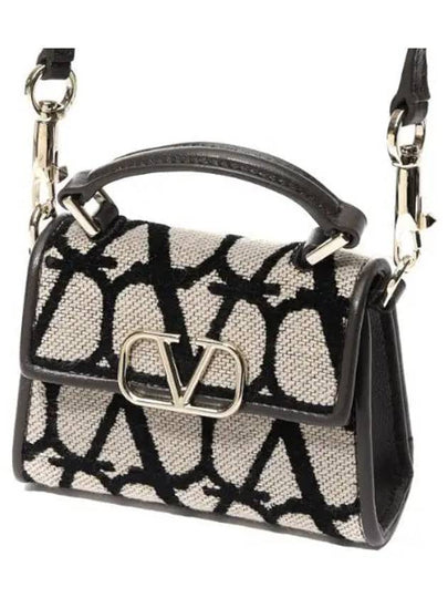 Toile Iconographe Fabric Leather Cross Bag Beige Black - VALENTINO - BALAAN 2