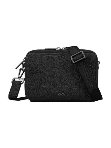 Strap Zipper Pouch Leather Cross Bag Black - DIOR - BALAAN 1