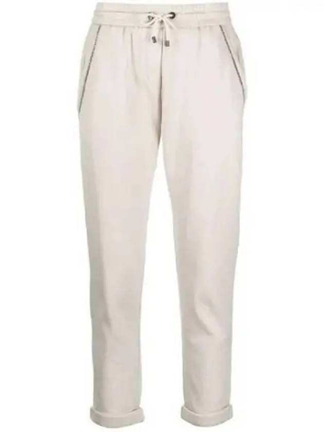 Cotton Silk Fleece Track Pants Beige - BRUNELLO CUCINELLI - BALAAN 2