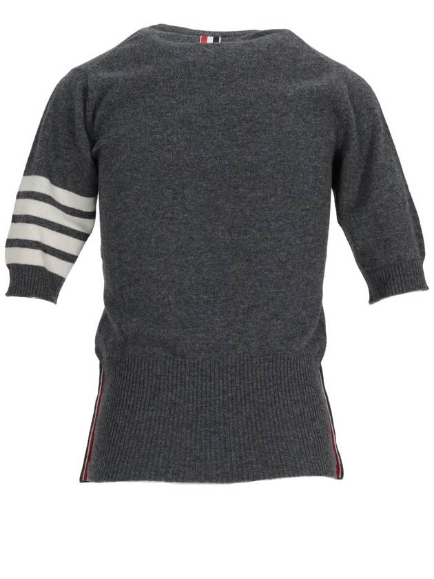 SHORT SLEEVE PULLOVER W/ 4 BAR IN CASHMERE - THOM BROWNE - BALAAN 3