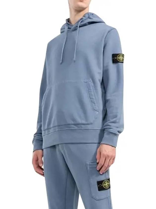 Wappen Patch Cotton Fleece Hoodie Avio Blue - STONE ISLAND - BALAAN 3