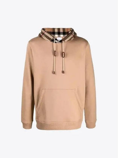 Check Cotton Blend Hoodie Camel Beige - BURBERRY - BALAAN 2