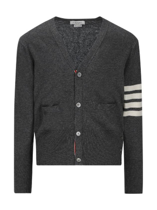 Men's Diagonal Classic Cashmere Cardigan Mid Grey - THOM BROWNE - BALAAN 2