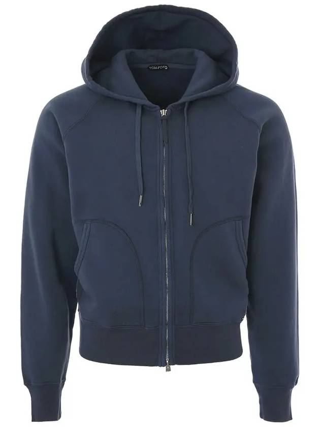 Zipped Drawstring Hooded Jacket Blue - TOM FORD - BALAAN 3