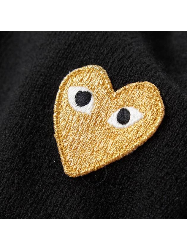 Comme Des Garcons Ladies Gold Heart Crewneck Cardigan In Black, Size X-Small - COMME DES GARCONS - BALAAN 3