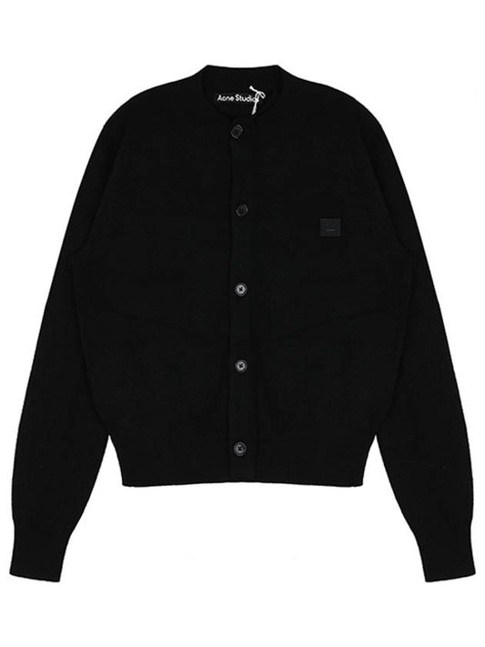 Face Patch Crop Cardigan Black - ACNE STUDIOS - BALAAN 2