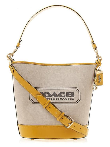 Women's Field Canvas Bucket Bag CH739 NATURAL CANVAS YELLOW GOLD - COACH - BALAAN 1