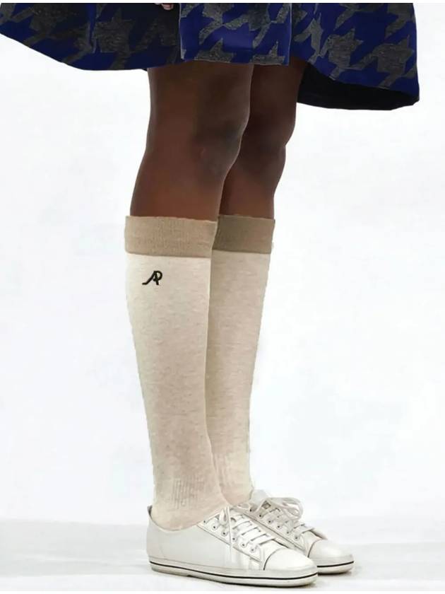 AW42AS06 Cushion color block knee socks melange beige - ATHPLATFORM - BALAAN 1