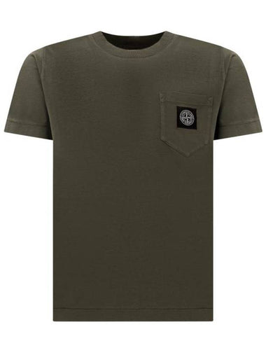 Kids Compass Patch Short Sleeve T-Shirt Green - STONE ISLAND - BALAAN 1