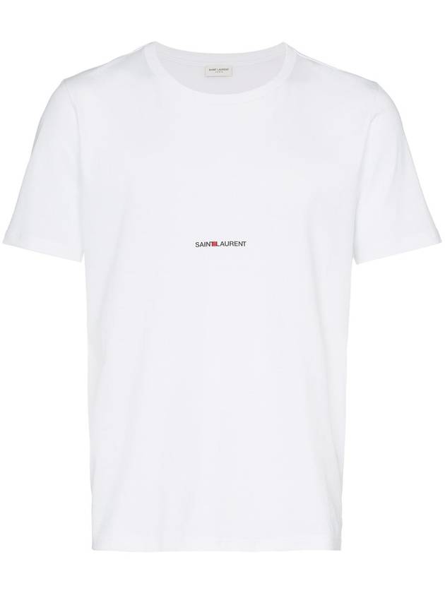 Men's Small Logo Short Sleeve T-Shirt White - SAINT LAURENT - BALAAN 2