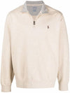 Pony Logo Half Zip Sweatshirt Oatmeal - POLO RALPH LAUREN - BALAAN 1