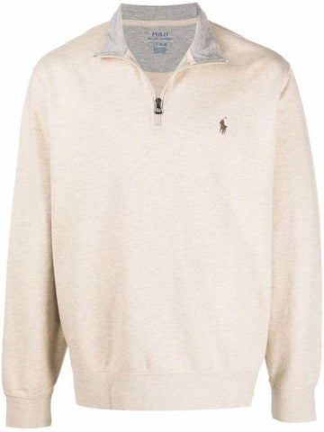 Pony Logo Half Zip Sweatshirt Oatmeal - POLO RALPH LAUREN - BALAAN 1