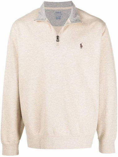 Pony Logo Half Zip Sweatshirt Oatmeal - POLO RALPH LAUREN - BALAAN 1