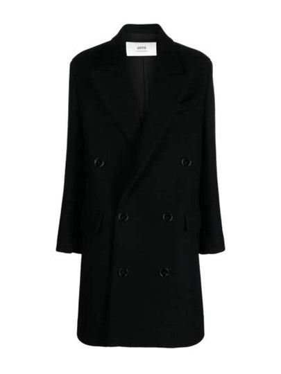 Crossover Wool Double Coat Black - AMI - BALAAN 2